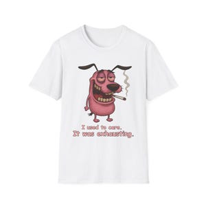 Camiseta divertida de perro, camiseta sarcástica "I Used to Care", regalo de humor cansado, vibras de marihuana, camiseta estilo caricatura, gráfico unisex