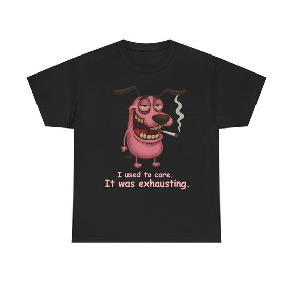 Funny Weed Shirt - I Used to Care It Was Exhausting - High Stoner Cartoon Tee, Trippy Dog Graphic, Chill Vibes T-Shirt, Funny Retro Gift