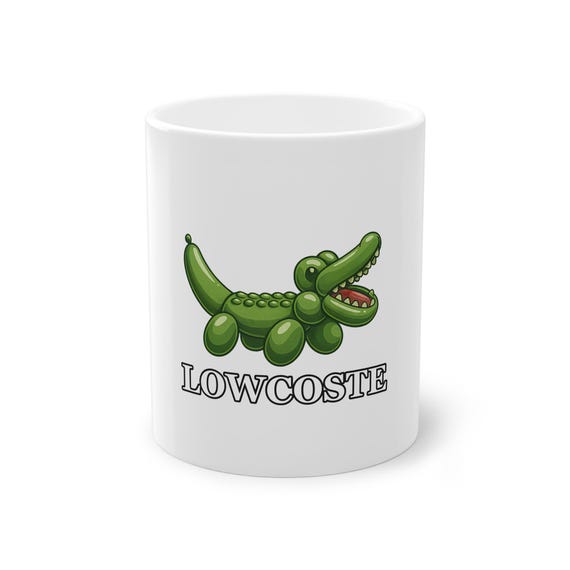 LOWCOSTE Mug | Funny Crocodile, Aligator Brand Parody Mug | Cheap Fashion Croco Humor Gift for Bargain Hunters