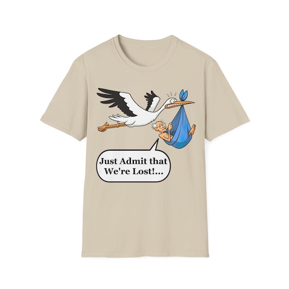 Funny absurd Stork Shirt-Lost Delivery Old Man Meme Tee, Hilarious Graphic T-Shirt, Unique Gift for Humor Lovers
