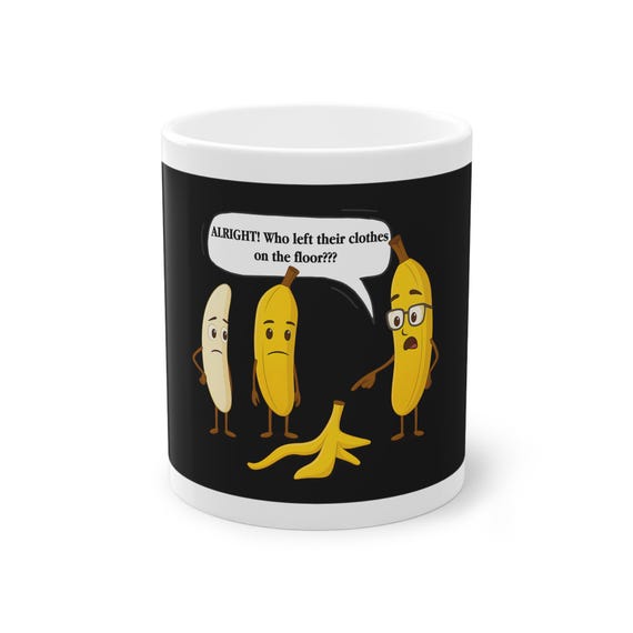Funny Nude Banana Cartoon Coffe Mug | Quirky Fruit Humor Mug | Unique Banana Peel Joke Gift for fruit and cartoon fan.