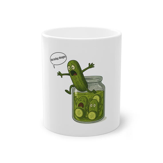 Funny Pickle Mug, Funny Pickle Coffe Mug-Not Today Vinegar,Cute Escaping Pickle-Dill Humor Gift,Pun Sarcastic Mug for Pickle Lovers