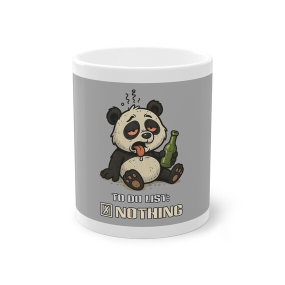 Funny Lazy Panda Mug-To Do List: NOTHING, Chill Drunk Animal Gift, Red Eyes Humor