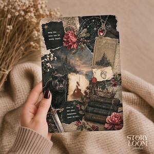 May include: A decorative art print featuring a collage of fantasy elements. It includes a black panther, a sword, a castle, a crown, and the text "Only the dead can be truly loyal." A pendant with a red gem is also visible.