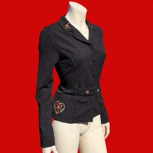 HEART 90s does 40s Lovecore Jacket by Givy / Heart Shaped Buttons / M L