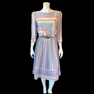 80s PASTEL Preppy Geometric Stripe Midi Dress / Vintage 1980s Graphic Stripe Pink and Gray Day Dress / M L - Etsy 80s PASTEL Preppy Geometric Stripe Midi Dress / Vintage 1980s Graphic Stripe Pink and Gray Day Dress / M L - Etsy