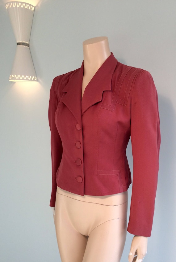 Vintage 1940s 1950s DUSTY RASPBERRY Structured Str