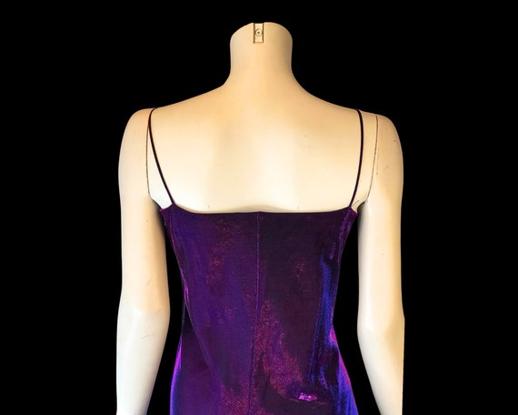 90s MeTALLIC PuRPLE and Black Shimmery SLIP Dress… - image 7