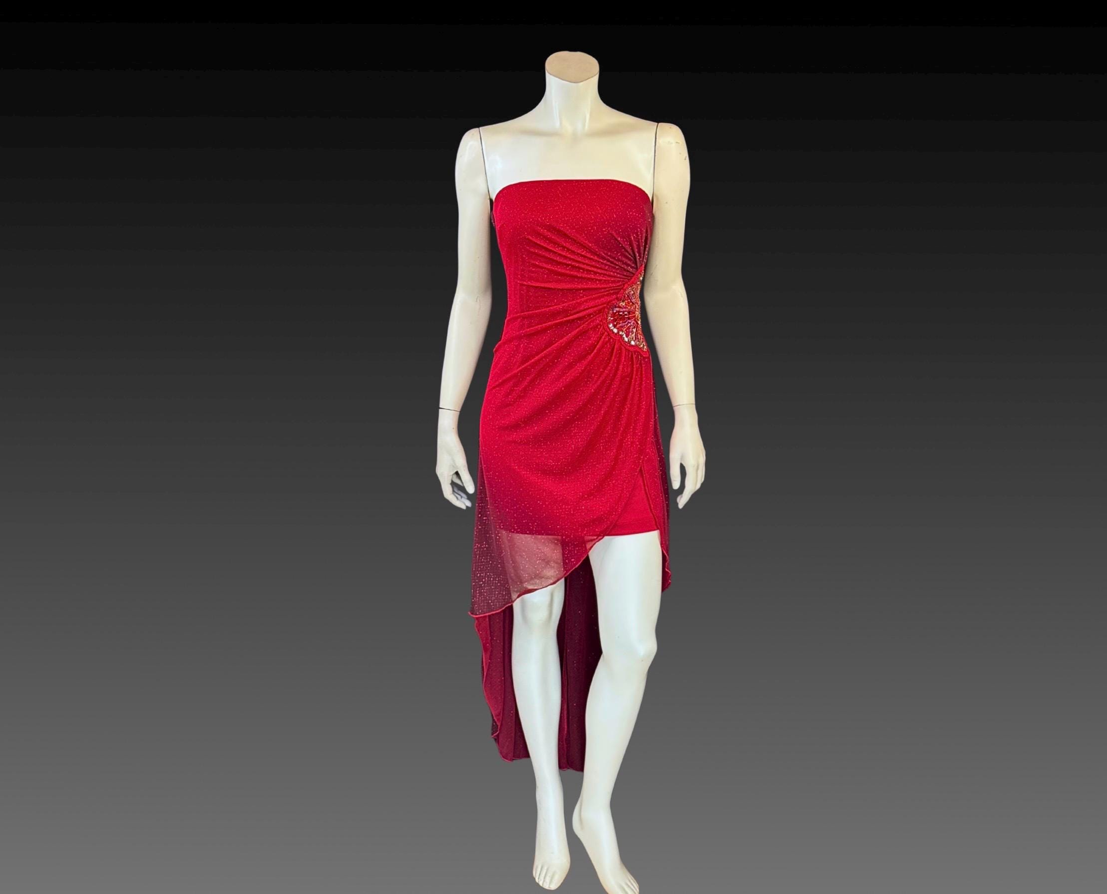 90s Red Black Mesh Dress - Etsy