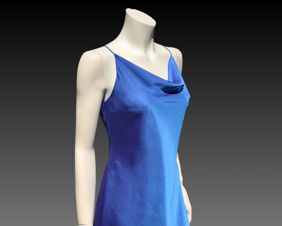 90s IRIDESCENT SLIP Dress with Cowl Neck / BIAS C… - image 8
