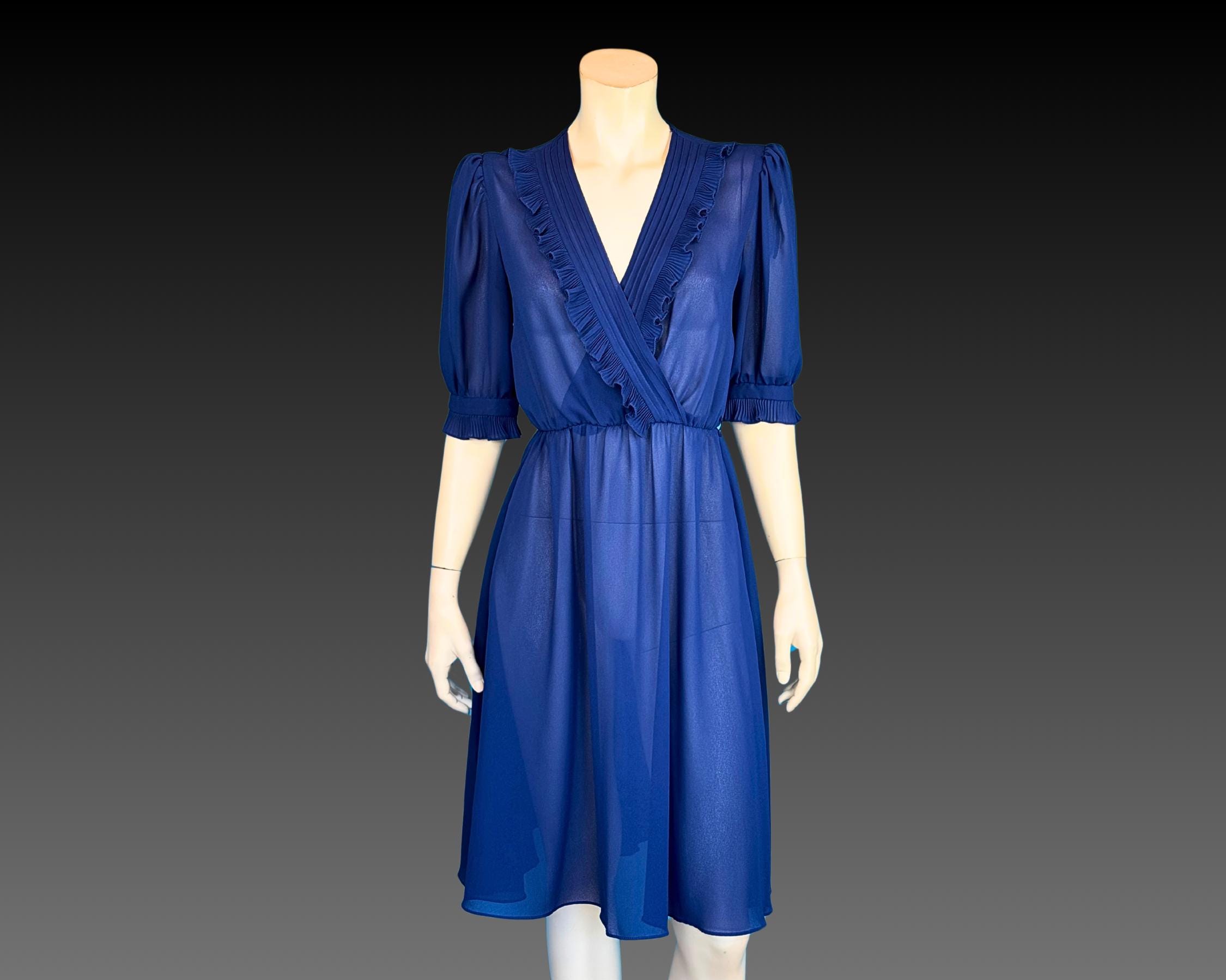 cobalt blue v neck dress Fit & Flare Shoulder Tie Straps Maxi Dress