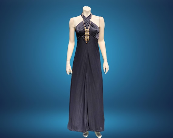 70s Black Criss Cross HALTER Maxi Disco Dress / Slinky Formal Dress / XS -  Etsy
