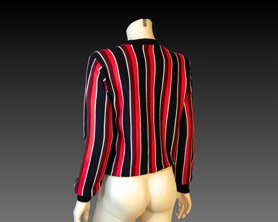 60s MOD STRIPED Red Black and White Sweater / Vin… - image 7