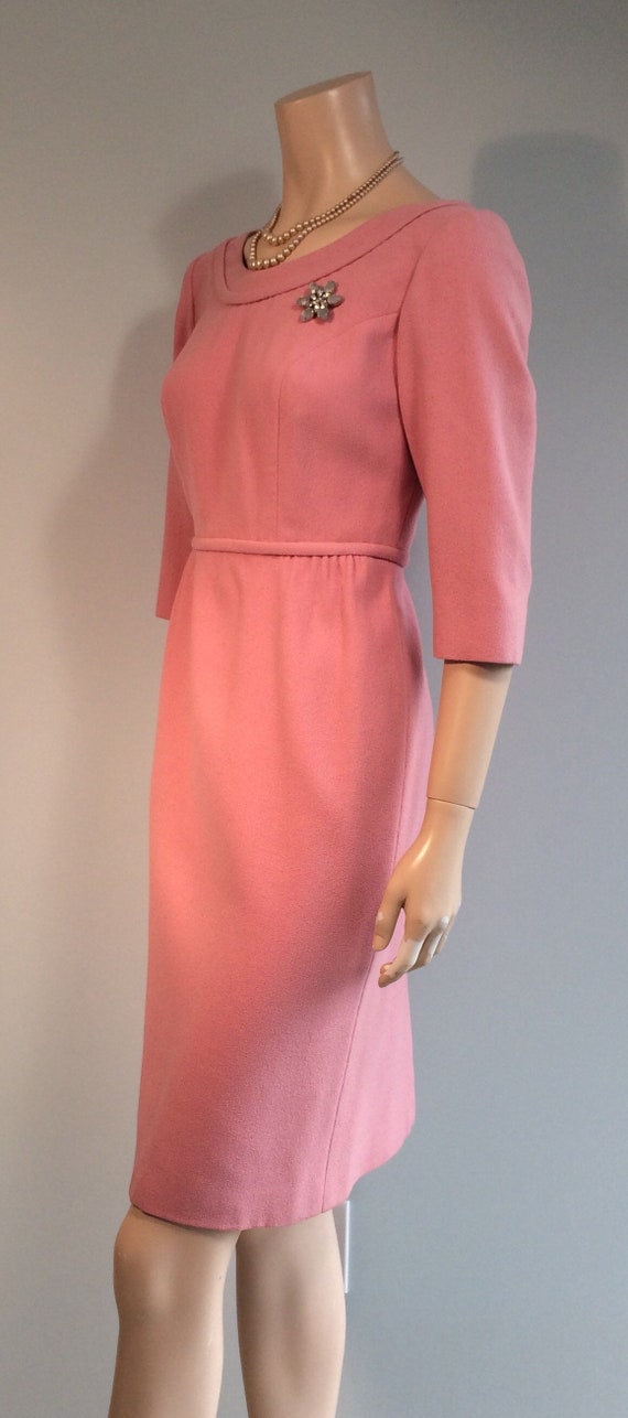 Vintage 50s 60s Pastel PINK WIGGLE Cocktail Dress