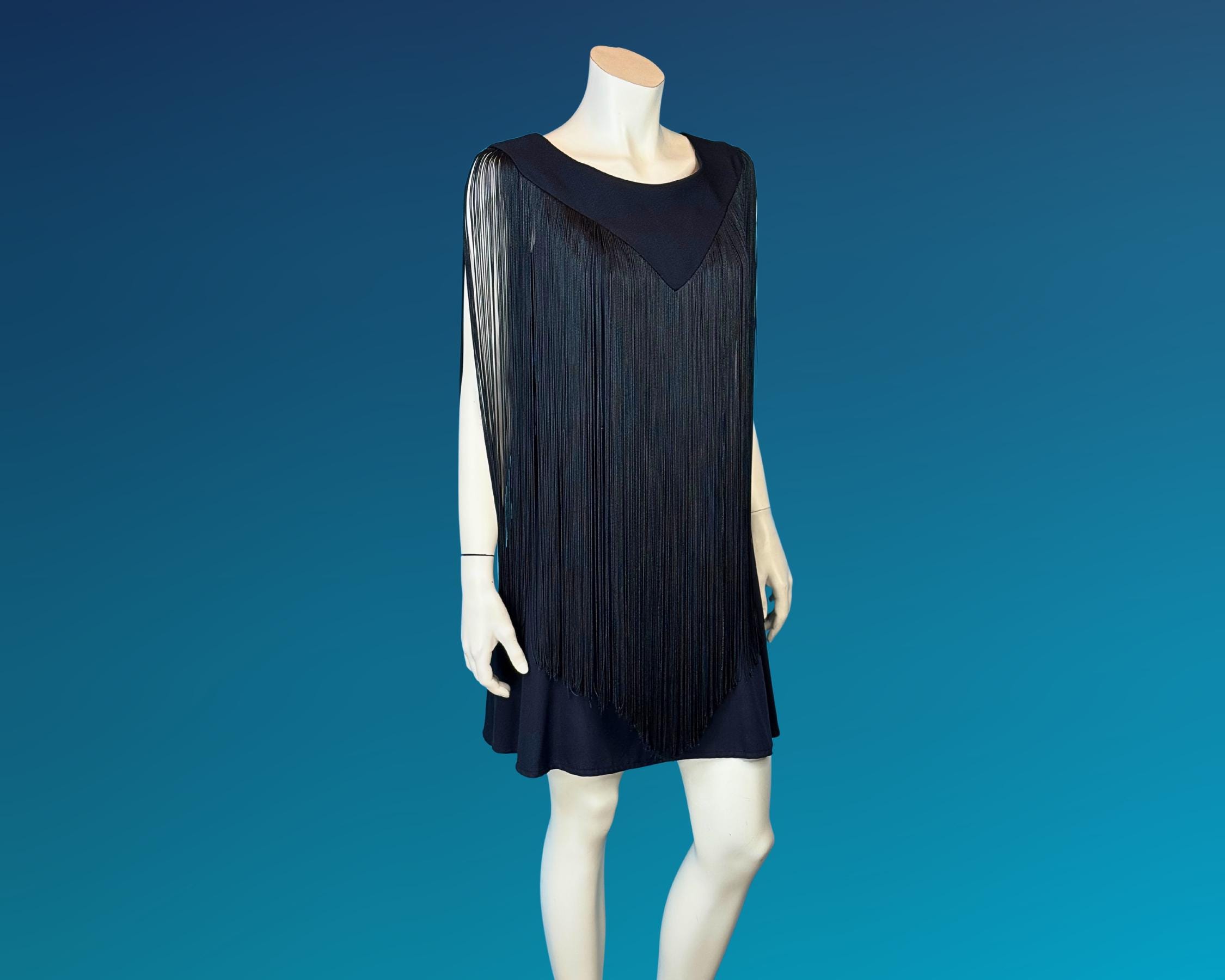 Black FRINGE 90s Y2K Drop Waist Dress / M Black FRINGE 90s Y2K Drop Waist Dress / M