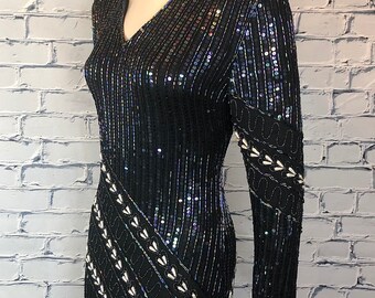 black beaded gown
