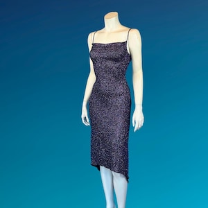 90s BACKLESS GLITTER Tank Slip Dress / XS