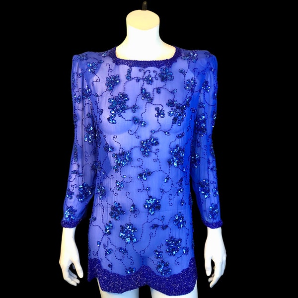 Blue Sequins Tunic With Pant