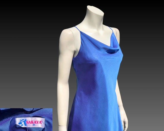 90s IRIDESCENT SLIP Dress with Cowl Neck / BIAS C… - image 2