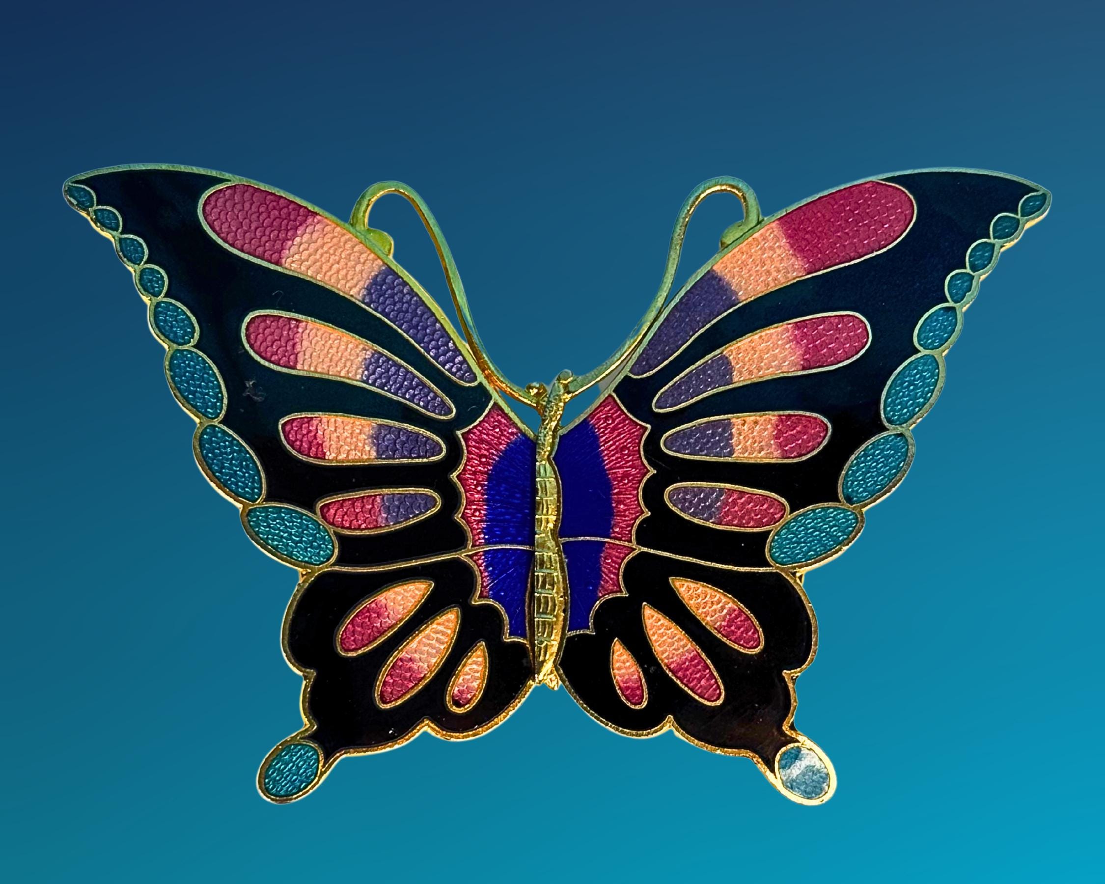 Rainbow Enamel BUTTERFLY Belt Buckle / Vintage 70s 80s / OS  display picture 3