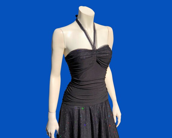 Y2K GLITTER FAIRY Ruched Tutu Dress / Vintage Bla… - image 4