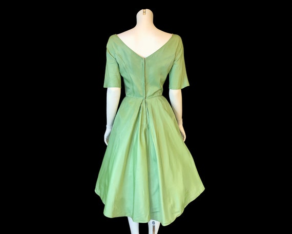 50s SAGE Green Full Skirt Crinoline Party Dress w… - image 7