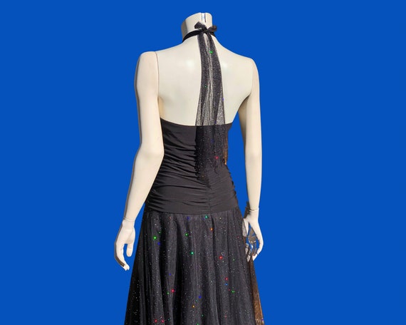 Y2K GLITTER FAIRY Ruched Tutu Dress / Vintage Bla… - image 8
