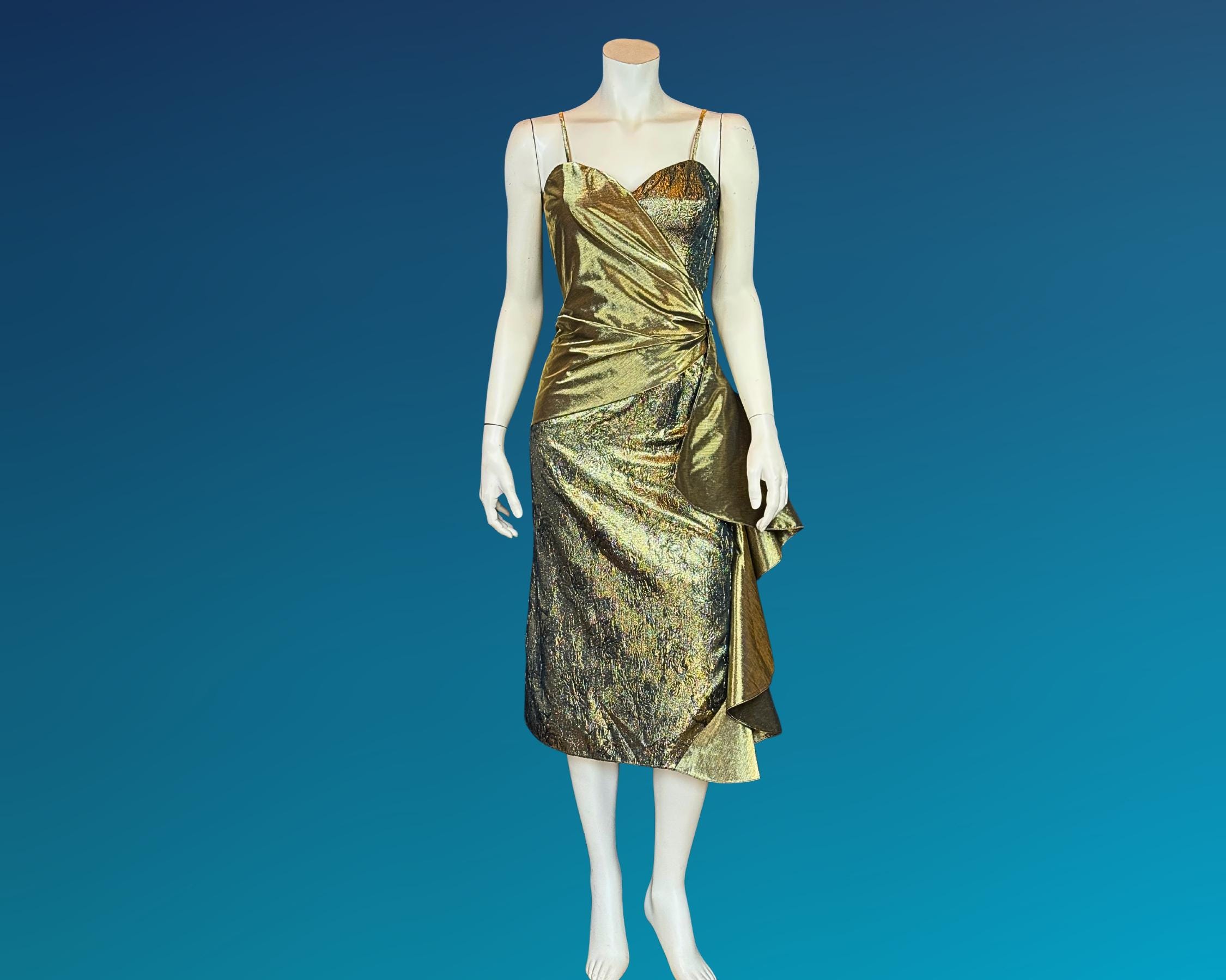 gold lame cocktail dress Sherri Hill Metallic Lace Cocktail Dress 56818 Gold / 0 main image 1