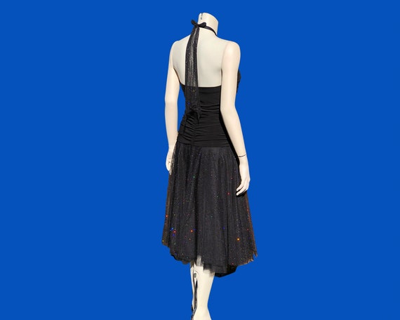 Y2K GLITTER FAIRY Ruched Tutu Dress / Vintage Bla… - image 7
