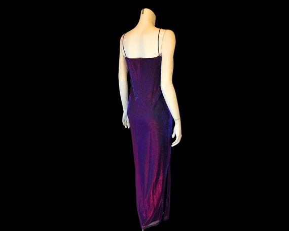 90s MeTALLIC PuRPLE and Black Shimmery SLIP Dress… - image 10