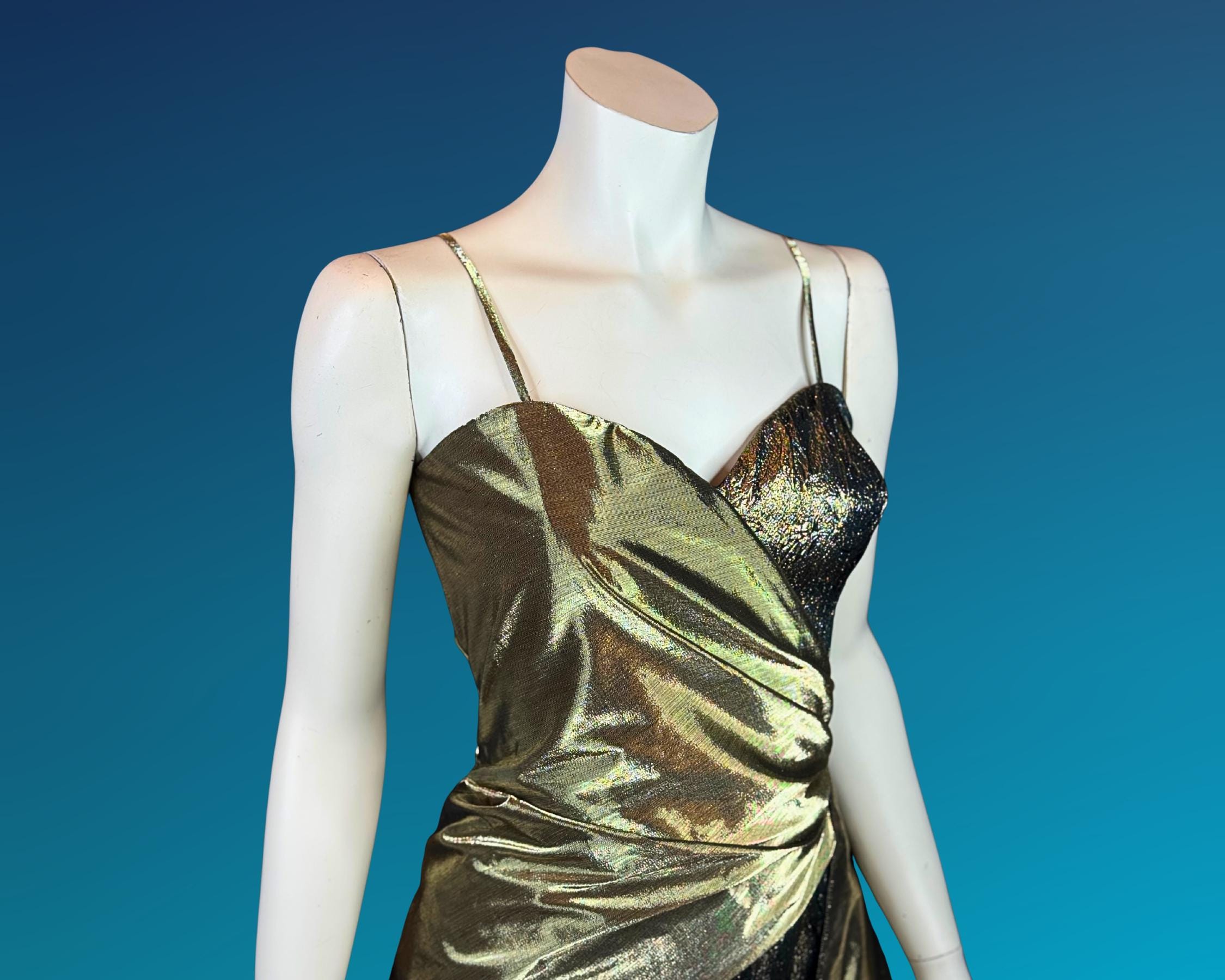 gold lame party dress Ramble On Metallic Gold Midi Dress main image 1