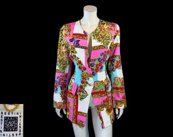 Vintage 90s Bestini Paris Baroque Print Blazer | 1990s Statement Jacket | S
