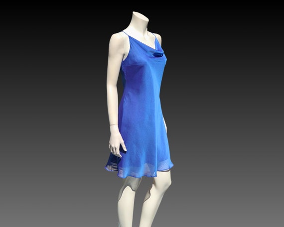 90s IRIDESCENT SLIP Dress with Cowl Neck / BIAS C… - image 3