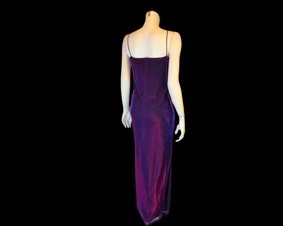 90s MeTALLIC PuRPLE and Black Shimmery SLIP Dress… - image 8