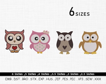 Cute owl embroidery design, Mini Owl embroidery Bundle, Birds embroidery design, Baby owl embroidery, Mini embroidery design, Cute Owl
