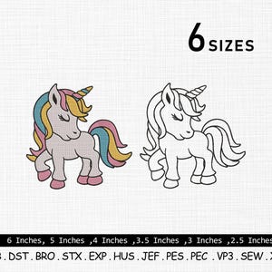 Cute Unicorn embroidery, Female Unicorn embroidery design, Baby unicorn embroidery design, Animals embroidery, Kids embroidery design