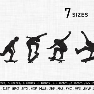 Skateboard Embroidery Design: Silhouette Set (7 Sizes, Digital Download)