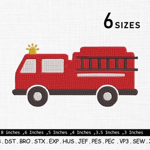 Fire Truck Embroidery Design, Truck Embroidery Design, Mini Fire Truck Embroidery, Kids Embroidery Design, Toys Embroidery Design