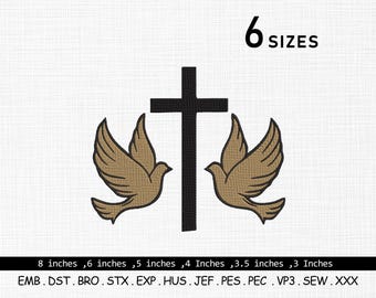 Cross with Dove Embroidery Design (Digital Download)