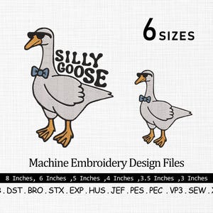 Silly Goose Embroidery Design, Cool Silly Goose Embroidery Design, Spring and Summer Embroidery Design, Kids Embroidery 6 Sizes Download