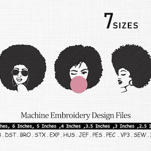 Woman Embroidery Design, Afro Black Woman Machine Embroidery Design, Afro Woman Embroidery File, African Woman Embroidery File, Afro Glam