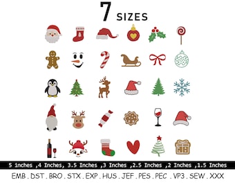 Mini Christmas Embroidery Design, Mini Christmas Embroidery Bundle, Christmas Embroidery Set, Mini Christmas Icons, Mini Santa Embroidery