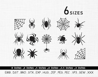 Spider embroidery design, Spider web embroidery design, Spider Silhouette embroidery, Mini Spider, Insects embroidery design, 14 Files