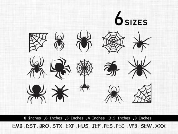 Spider embroidery design, Spider web embroidery design, Spider Silhouette embroidery, Mini Spider, Insects embroidery design, 14 Files