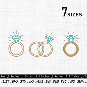 Rings Embroidery Design, Diamond Rings Embroidery Design, Wedding Rings Embroidery Files, Couple Rings Machine Embroidery files, 7 Sizes