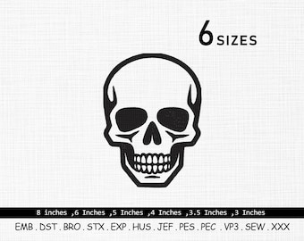 Skull Embroidery Design: Halloween Skeleton Head (6 Sizes, Digital Download)
