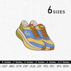Sneakers Embroidery Design: Running Shoes, Joggers (6 Sizes, Digital Download)