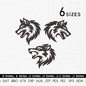 Wolf Silhouette Embroidery Design: 6 Sizes (Digital Download)