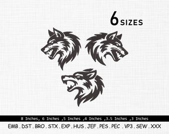 Wolf Silhouette Embroidery Design: 6 Sizes (Digital Download)