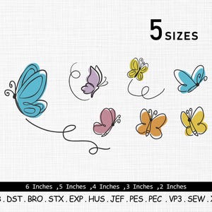 Mini Butterfly Embroidery Design: Flying Insect Set (Digital Download)